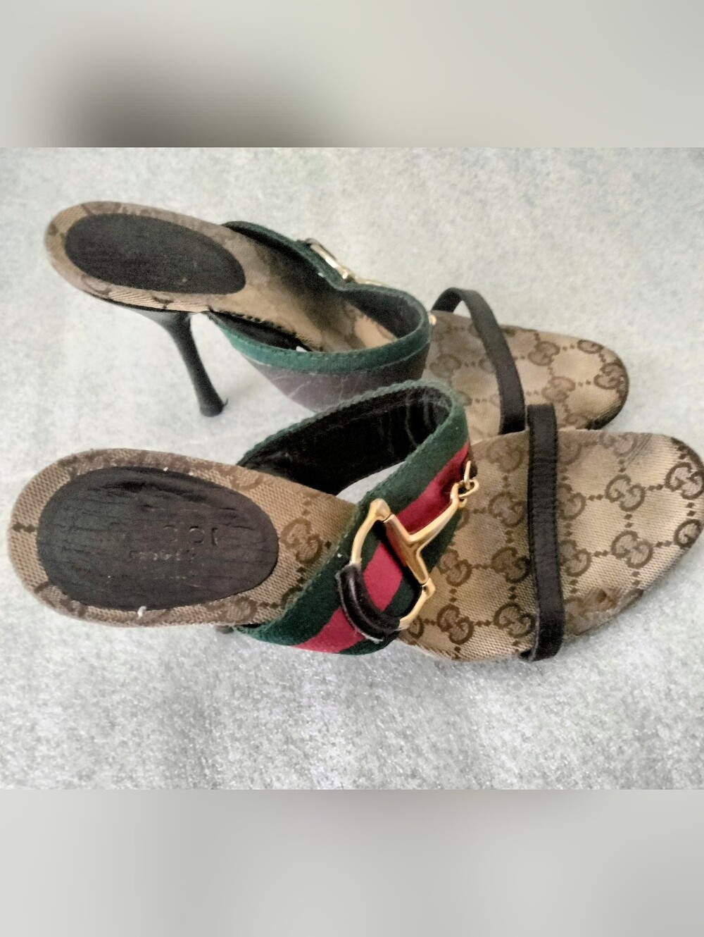 Rare Vintage Gucci Large Horsebit Sandal Heels 7.5B - Picture 3 of 11